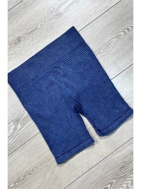 Gypsy + Jade Navy Blue Mid Rise Waffle Knit Biker Shorts